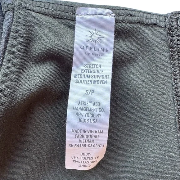 Aerie Offline Dark Green Distressed Faux Leather Sports Bra Top - Picture 9 of 9